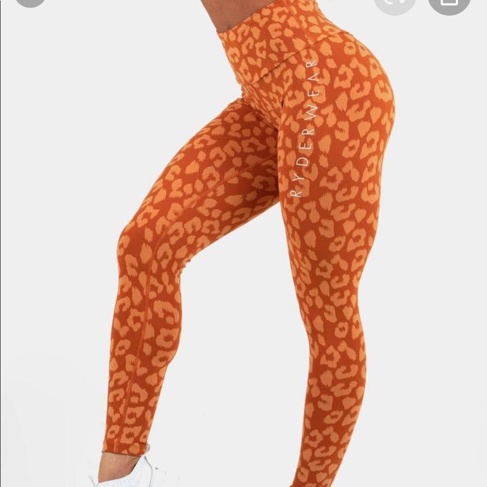 Ryderwear Orange Leopard Print Leggings